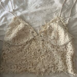 Cream Lace Zara Crop Top
